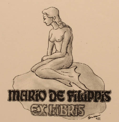 Exlibris by Hans Chr. Hornhaver from Denmark for Mario de Filippis - Mermaid 