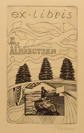 Exlibris by   from Denmark for Peter Therkel Albrechtsen - Mermaid 
