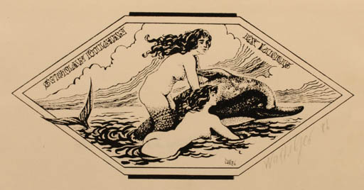 Exlibris by Lev Vassiljev from Estonia for Svetlan Piilman - Mermaid 