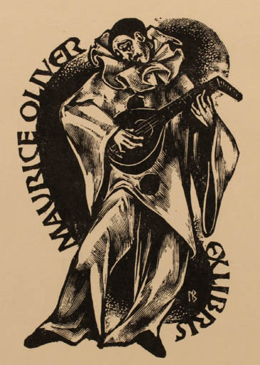 Exlibris by Leslie Benenson from Great Britain for Maurice Oliver - Music Theater/Cirkus 