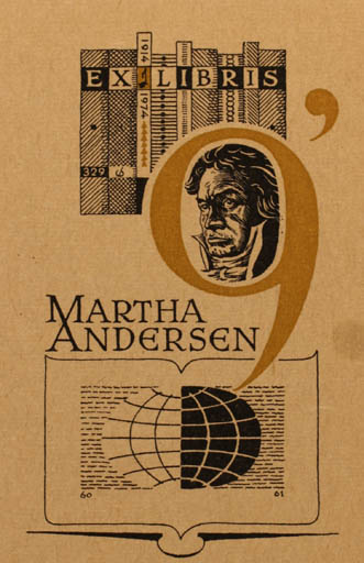 Exlibris by Christian Blæsbjerg from Denmark for Martha Andersen - Music 