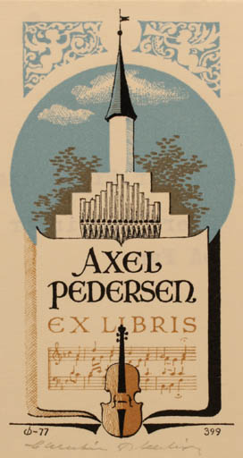 Exlibris by Christian Blæsbjerg from Denmark for Axel Pedersen - Music 