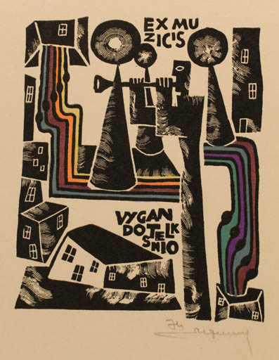 Exlibris by   from Lithuania for Vygando Telksmio - Ex Mucika Music 