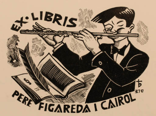 Exlibris by Oriol M. Divi from Spain for Pere Figareda I Cairol - Music 