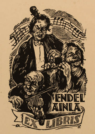 Exlibris by Enn Kera from Estonia for Endel Ainla - Music 