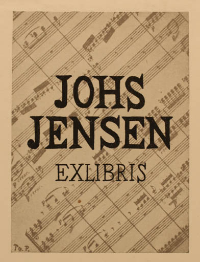 Exlibris by Thomas Pedersen from Denmark for Johannes Jensen - Music 