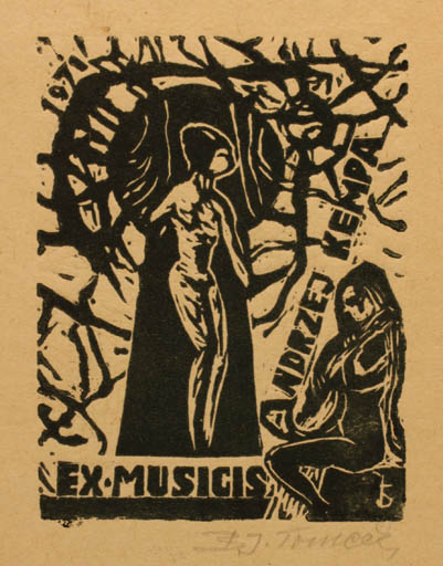 Exlibris by Bronislav Josef Tomecki from Poland for Andrzeja Kempy - Ex Mucika Music 