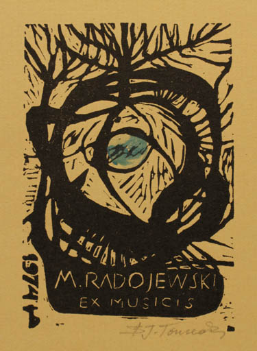 Exlibris by Bronislav Josef Tomecki from Poland for Miecia Radojewskiego - Ex Mucika Music 