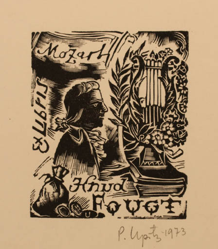 Exlibris by Peteris Upitis from Latvia for Knud Fougt - Music 