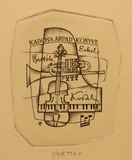 Exlibris by Jòszef Vertel from Hungary for Árpád Kadosa - Music 