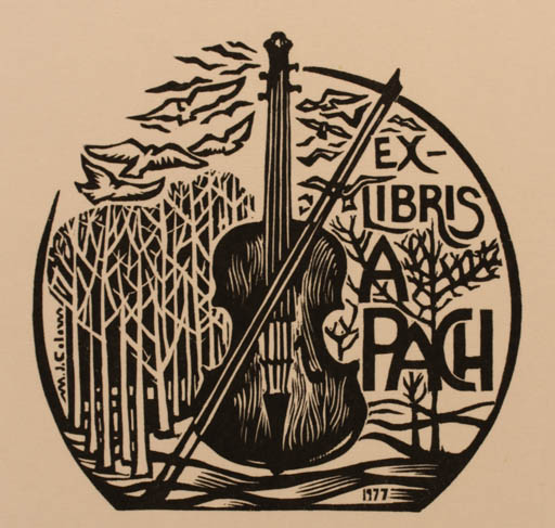 Exlibris by Maria Josefa Colom from Spain for Anton Pach - Music 