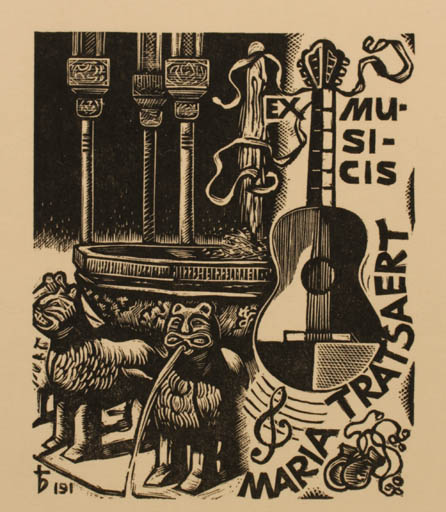 Exlibris by Oriol M. Divi from Spain for Maria Tratsaert - Ex Mucika Music 