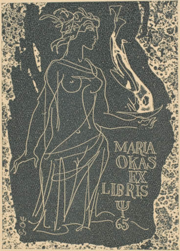 Exlibris by Evald Okas from Estonia for Maria Okas - Woman 