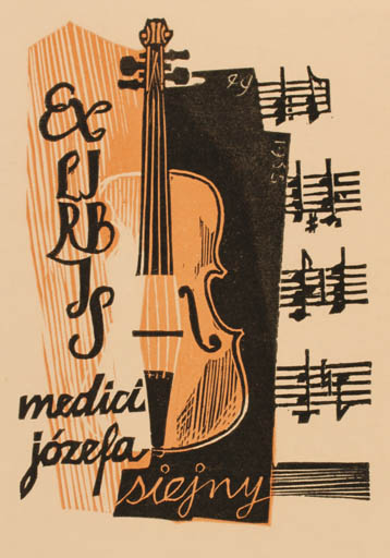 Exlibris by Edward Grabowski from Poland for Józefa Siejny - Music 