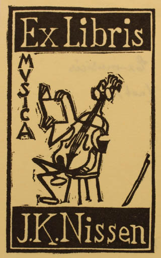 Exlibris by H. Jensby Jensen from Denmark for J. K. Nissen - Ex Mucika Music 