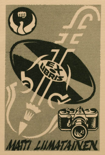 Exlibris by Gustav Lindström from Finland for Matti Liimatainen - Photography Music 