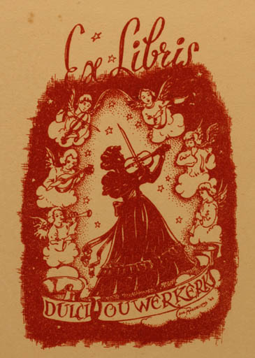 Exlibris by Aug. Magdelyns from France for Dulci Ouverkerk - Angel Woman Music 