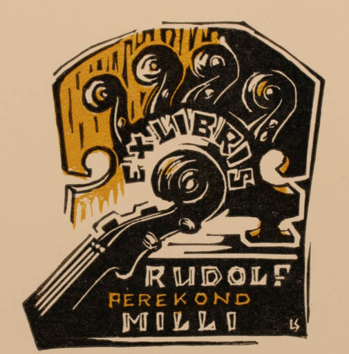 Exlibris by Leida Soom from Estonia for Rudolf Milli - Music 