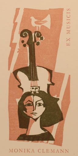 Exlibris by Hans Studer from Schwitzerland for Monika Clemann - Music Portrait 