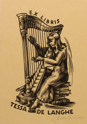 Exlibris by Guido Mariman from Belgium for Tessa de Langhe - Woman Music 