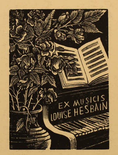 Exlibris by Antonin Dolezal from Czech Republic for Louise Hesbain - Ex Mucika Music 