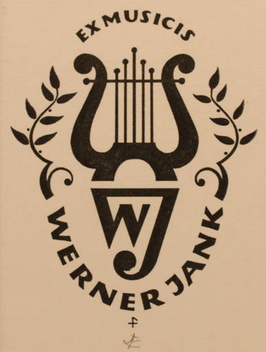 Exlibris by Leopold Feichtinger from Austria for Werner Jank - Ex Mucika Music 