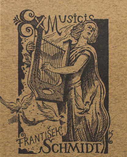 Exlibris by Jan Konupek from Czechoslovakia for Frant Schmidt - Ex Mucika Music 