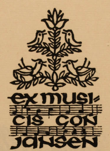 Exlibris by Ottmar Premstaller from Austria for Gon Jansen - Ex Mucika Music 