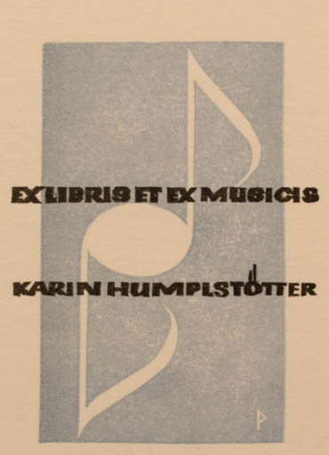 Exlibris by Ottmar Premstaller from Austria for Karin Humplstötter - Ex Mucika Music 