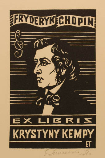 Exlibris by E. Tikhanowitch from Russia for Krystyny Kempy - Music Portrait 