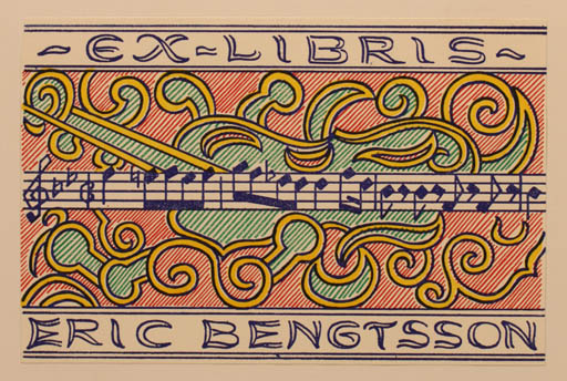 Exlibris by Sigfrid Bengtsson from Sweden for Eric Bengtsson - Music 