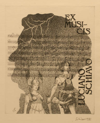 Exlibris by Luciano Schiavo from Italy for Luciano Schiavo - Ex Mucika Music 