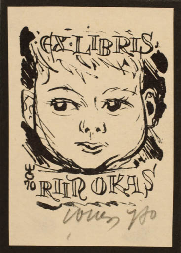 Exlibris by Evald Okas from Estonia for Riin Okas - Child Portrait 