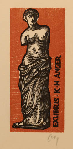 Exlibris by Herbert S. Ott from Germany for Karl Heinz Anger - Art Woman Mythology 