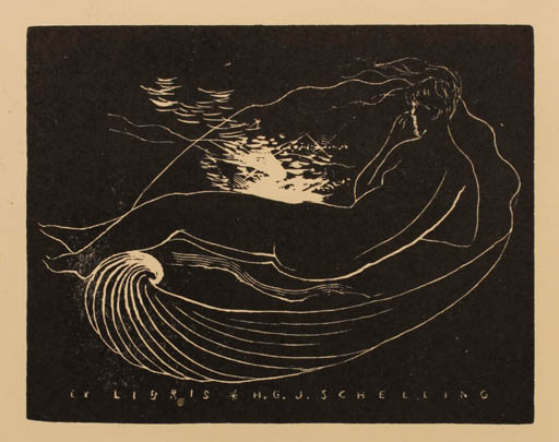 Exlibris by Rastislav Michal from Czechoslovakia for H. G. J. Schelling - Woman Mythology Nude 