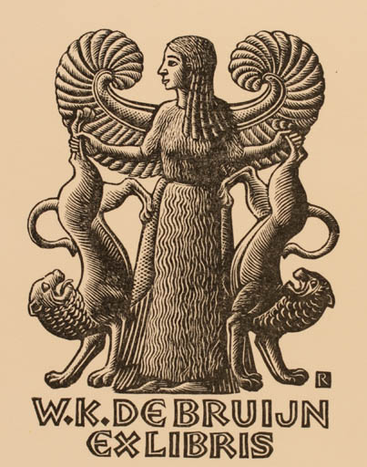 Exlibris by Pam Georg Rueter from Netherland for W.K. De Bruijn - Fauna Mythology 