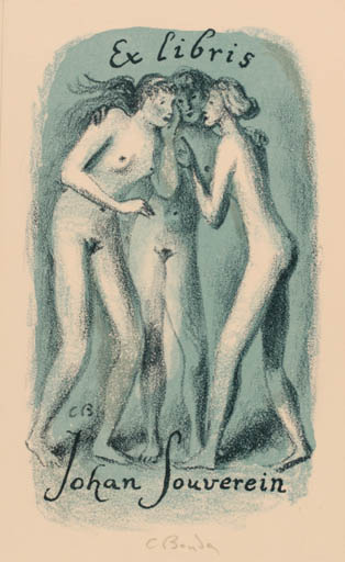 Exlibris by Cyril Banda from Czech Republic for ? ? - Woman Mythology Nude 