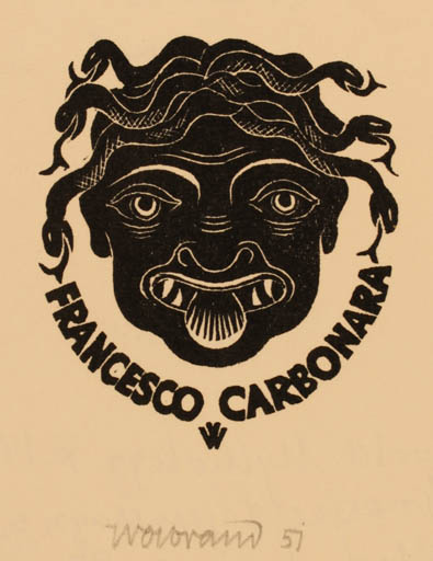 Exlibris by Peter Wolbrandt from Germany for Francesco Carbonara - Mythology 