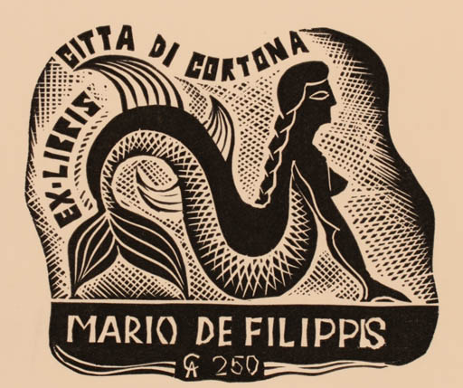 Exlibris by S. Nicanorovich from Russia for Mario de Filippis - Mermaid Mythology 