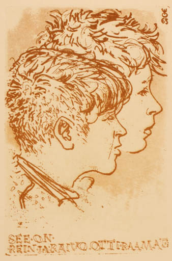 Exlibris by Evald Okas from Estonia for Rein ja Raivo Otti - Child Portrait 