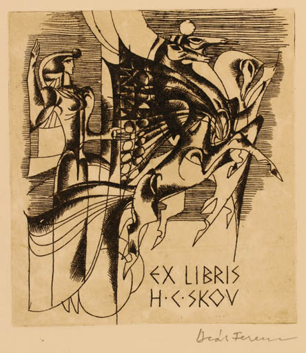 Exlibris by Ferenc Deak from Romania for ? ? - Horse Mythology 