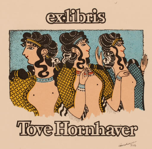 Exlibris by Hans Chr. Hornhaver from Denmark for Tove Hornhaver - Woman 