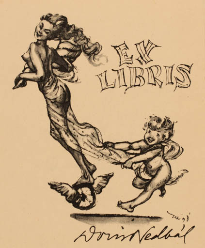 Exlibris by Edgar Walter from Estonia for ? ? - Child Woman Mythology 