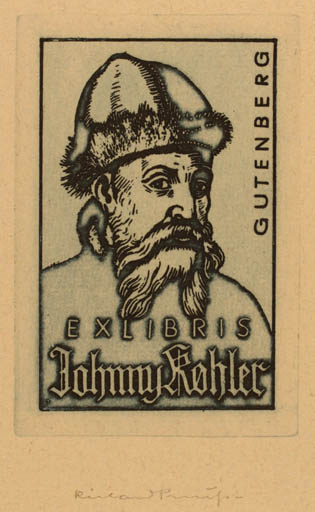 Exlibris by Richard Preusse from Germany for Køhler Johnny - Portrait 