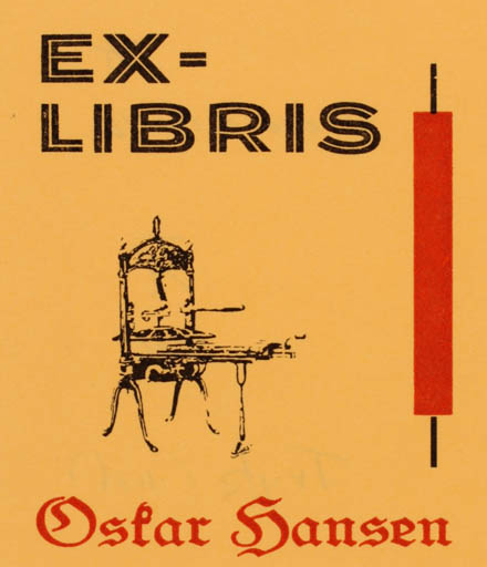 Exlibris by Richard Heilbo from Denmark for Oskar Hansen - Printing technique 