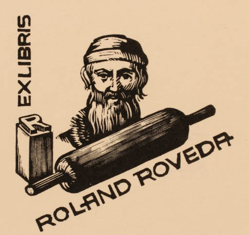 Exlibris by Hans Hauke from Austria for Roland Roveda - Working Printing technique 