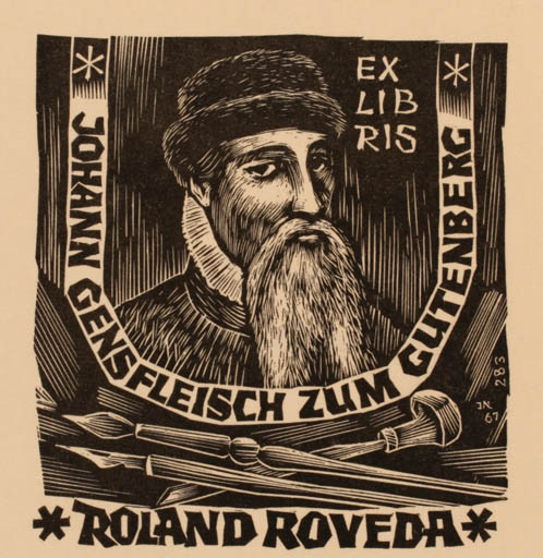 Exlibris by Johann Naha from Germany for Roland Roveda - Working Man 