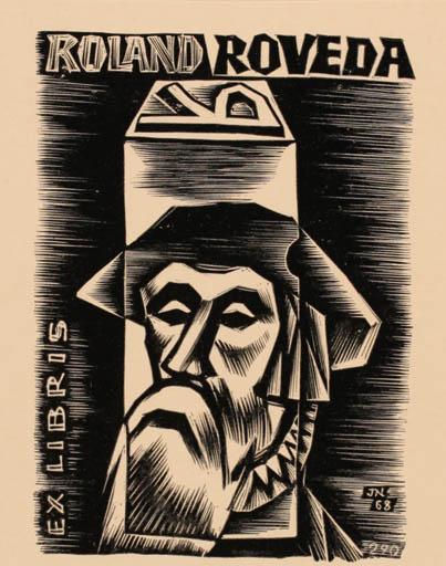 Exlibris by Johann Naha from Germany for Roland Roveda - Working Man 