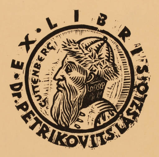 Exlibris by Ivan Szilard from Hungary for Dr. Laszlo Petrikovits - Working Portrait 