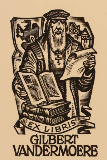 Exlibris by Istvàn Drahos from Hungary for Gilbert Vandermoere - Working Book Man 